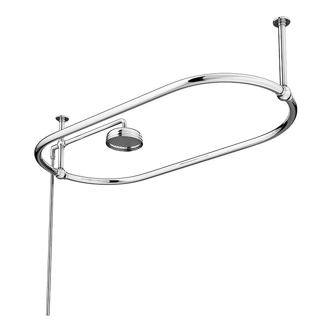 Chatsworth 1500 x 700mm Oval Shower Curtain Rail with 200mm Rose + Exposed Shower Valve  Profile Lar