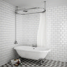 Chatsworth 1500 x 700mm Oval Shower Curtain Rail with 200mm Rose + Exposed Shower Valve Large Image