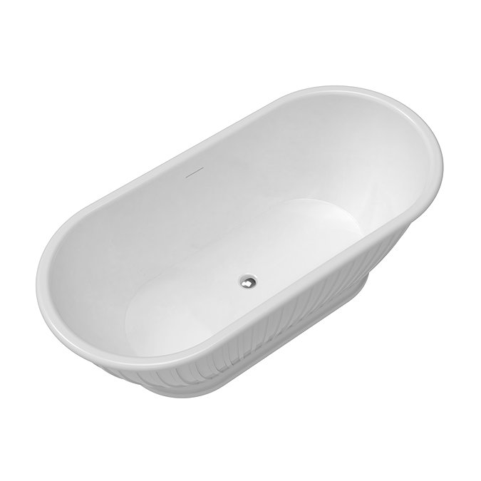 Chatsworth 1700 Fluted Freestanding Curved Bath - Double Ended with Chrome Waste