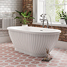 Chatsworth 1700 Fluted Freestanding Curved Bath - Double Ended with Chrome Waste