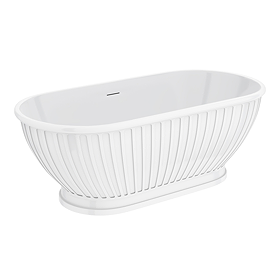 Chatsworth 1700 Fluted Freestanding Curved Bath - Double Ended with Chrome Waste
