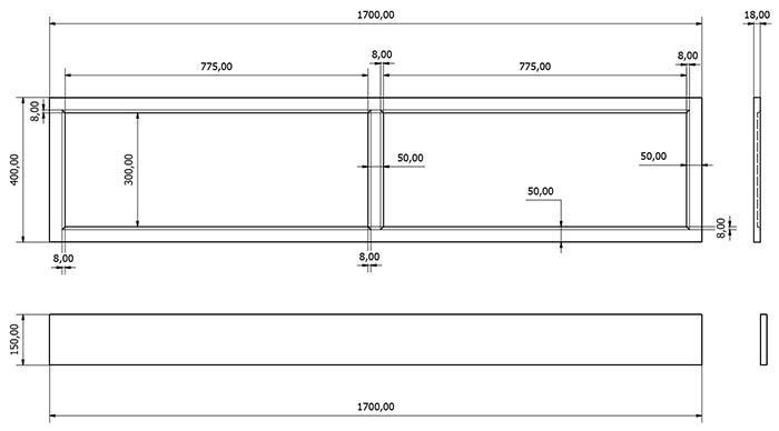 Chatsworth 1700 x 700mm Traditional Single Ended Bath with Oak Effect Panels