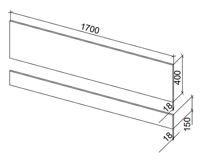 Chatsworth 1700 x 700mm Traditional Single Ended Bath with Oak Effect Panels