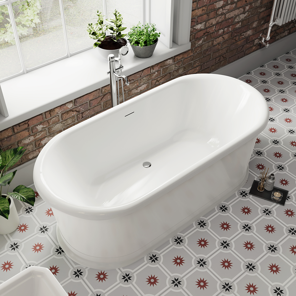 Chatsworth 1800 Roll Top Freestanding Curved Bath - Double Ended with ...