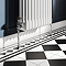 Chatsworth 1800 x 470mm Cast Iron Style 3 Column White Radiator - Chrome Wall Stay Bracket and Thermostatic Valves