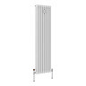 Chatsworth 1800 x 470mm Cast Iron Style 3 Column White Radiator - Chrome Wall Stay Bracket and Thermostatic Valves