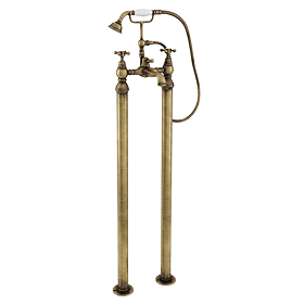 Chatsworth 1928 Antique Brass Crosshead Freestanding Bath Shower Mixer Tap