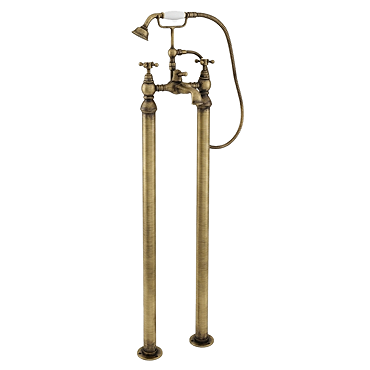 Chatsworth 1928 Antique Brass Crosshead Freestanding Bath Shower Mixer Tap