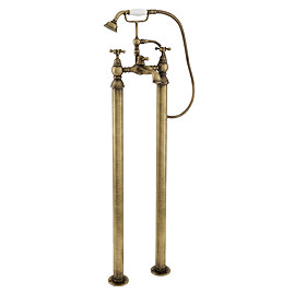 Chatsworth 1928 Antique Brass Crosshead Freestanding Bath Shower Mixer Tap