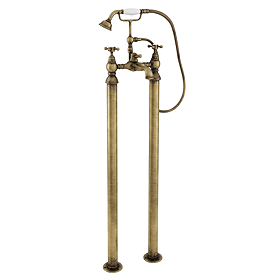 Chatsworth 1928 Antique Brass Crosshead Freestanding Bath Shower Mixer Tap