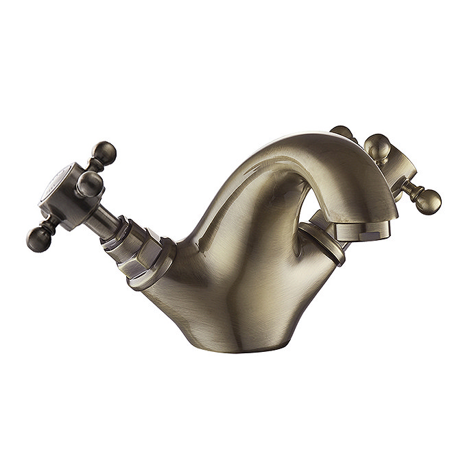 Chatsworth 1928 Antique Brass Traditional Crosshead Mono Basin Mixer Tap  In Bathroom Large Image