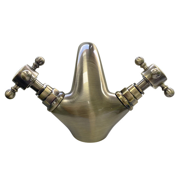 Chatsworth 1928 Antique Brass Traditional Crosshead Mono Basin Mixer Tap  Feature Large Image