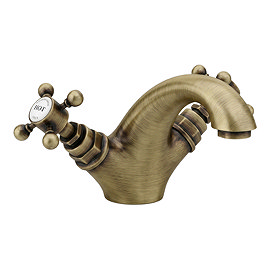 Chatsworth 1928 Antique Brass Traditional Crosshead Mono Basin Mixer Tap