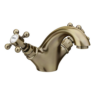Chatsworth 1928 Antique Brass Traditional Crosshead Mono Basin Mixer Tap  Feature Large Image