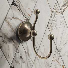 Chatsworth 1928 Antique Brass Traditional Double Robe Hook