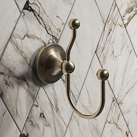 Chatsworth 1928 Antique Brass Traditional Double Robe Hook