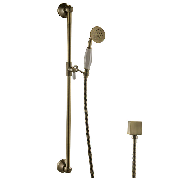 Chatsworth 1928 Antique Brass Traditional Shower w. Concealed Valve, 8" Head + Slide Rail Kit  In Ba