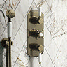 Chatsworth 1928 Antique Brass Triple Concealed Shower Valve  Feature Large Image