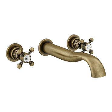 Chatsworth 1928 Antique Brass Wall Mounted Crosshead Bath Filler Tap