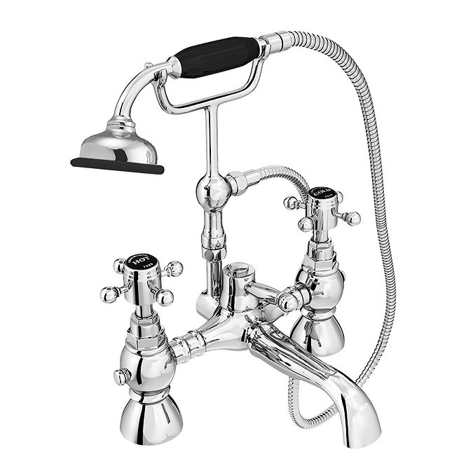 Chatsworth 1928 Black Traditional Crosshead Freestanding Bath Shower Mixer Tap