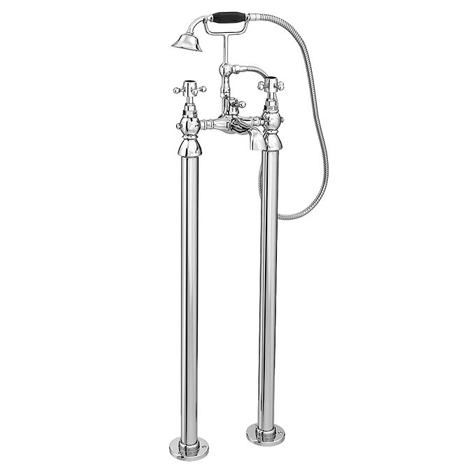 Chatsworth 1928 Black Traditional Crosshead Freestanding Bath Shower Mixer Tap