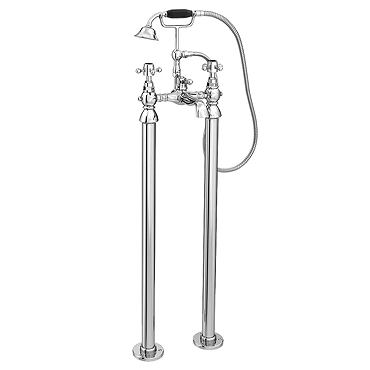Chatsworth 1928 Black Traditional Crosshead Freestanding Bath Shower Mixer Tap