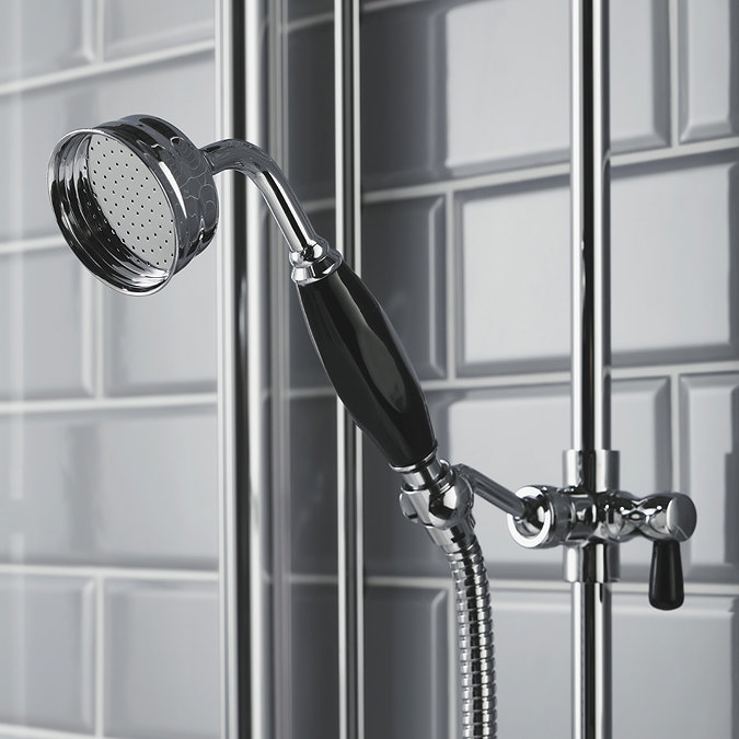 Chatsworth 1928 Black Traditional Push-Button Shower Pack with Slide Rail Kit + Wall Mounted Head  Feature Large Image