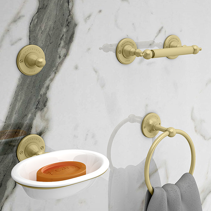 Chatsworth 1928 Brushed Brass Bathroom Accessory Pack