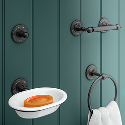 Chatsworth 1928 Matt Black Bathroom Accessory Pack