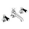 Chatsworth 1928 Traditional 3TH Black Lever Basin Mixer Tap + Waste Large Image