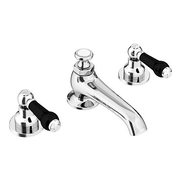 Chatsworth 1928 Traditional 3TH Black Lever Basin Mixer Tap + Waste  Profile Large Image