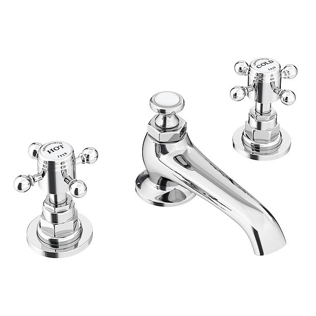 Chatsworth 1928 Traditional 3TH Crosshead Basin Mixer Tap + Waste Large Image