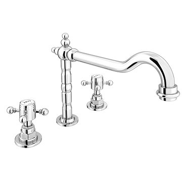 Chatsworth 1928 Traditional 3TH Crosshead Basin Mixer Tap with Swivel Spout + Waste  Profile Large I