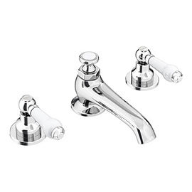 Chatsworth 1928 Traditional 3TH White Lever Basin Mixer Tap + Waste Medium Image