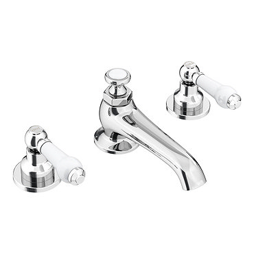Chatsworth 1928 Traditional 3TH White Lever Basin Mixer Tap + Waste  Profile Large Image