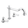 Chatsworth 1928 Traditional 3TH White Lever Basin Mixer Tap with Swivel Spout + Waste Large Image