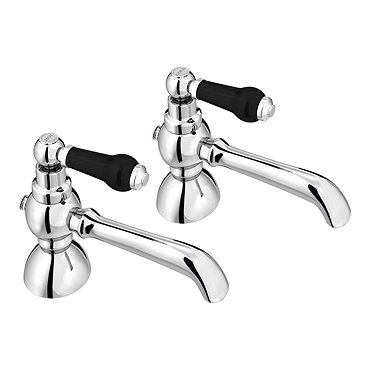 Chatsworth 1928 Traditional 5 Inch Spout Black Lever Pillar Basin Taps  Profile Large Image