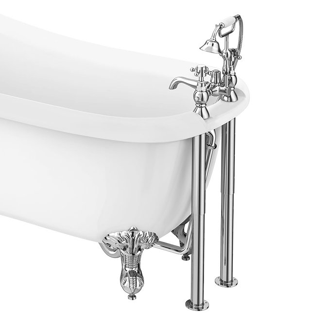 Chatsworth 1928 Traditional Bath Shower Mixer Tap with Adjustable Shrouds for Roll Top Baths Large I