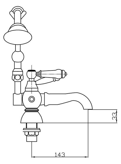 Chatsworth 1928 Traditional Black Lever Bath Shower Mixer Tap with Shower Kit  (Black Indices)