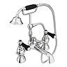 Chatsworth 1928 Traditional Black Lever Bath Shower Mixer Tap with Shower Kit (Black Indices)