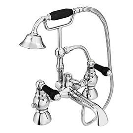Chatsworth 1928 Traditional Black Lever Bath Shower Mixer Tap with Shower Kit Medium Image