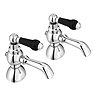 Chatsworth 1928 Traditional Black Lever Pillar Basin Taps Large Image