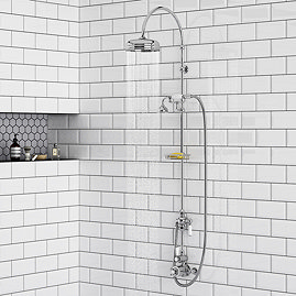 Chatsworth 1928 Traditional Exposed Valve Inc. Deluxe Arching Riser Kit, Diverter, 8" Rose + Handset