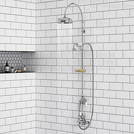 Chatsworth 1928 Traditional Exposed Valve Inc. Deluxe Arching Riser Kit, Diverter, 8" Rose + Handset