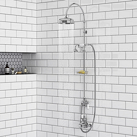 Chatsworth 1928 Traditional Exposed Valve Inc. Deluxe Arching Riser Kit, Diverter, 8" Rose + Handset