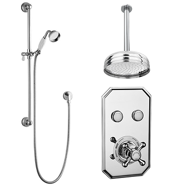 Chatsworth 1928 Traditional Push-Button Shower Pack with Slide Rail Kit + Ceiling Mounted Head  Prof