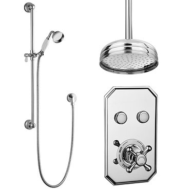 Chatsworth 1928 Traditional Push-Button Shower Pack with Slide Rail Kit + Ceiling Mounted Head  Prof