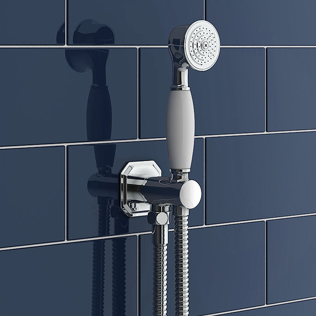 Chatsworth 1928 Traditional Push-Button Shower Valve Pack with Handset + Rainfall Shower Head  Stand