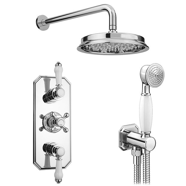 Chatsworth 1928 Traditional Shower with Concealed Valve, 8" Head + Handset Large Image