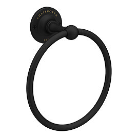 Chatsworth 1928 Matt Black Traditional Towel Ring 